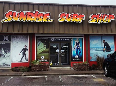 Sunrise surf shop - Oct 20, 2014 · SUNRISE SURF SHOP PROFILE. Sunrise Surf Shop in Jacksonville Beach, FL, has been family owned and operated by Dan Brooks since 1983. They are known in the area as a core store with a solid surf and skate team. Sunrises' surf team heads to the National Championships at Playa Colorado in Nicaragua looking to defend their 2013 National Title. The ... 